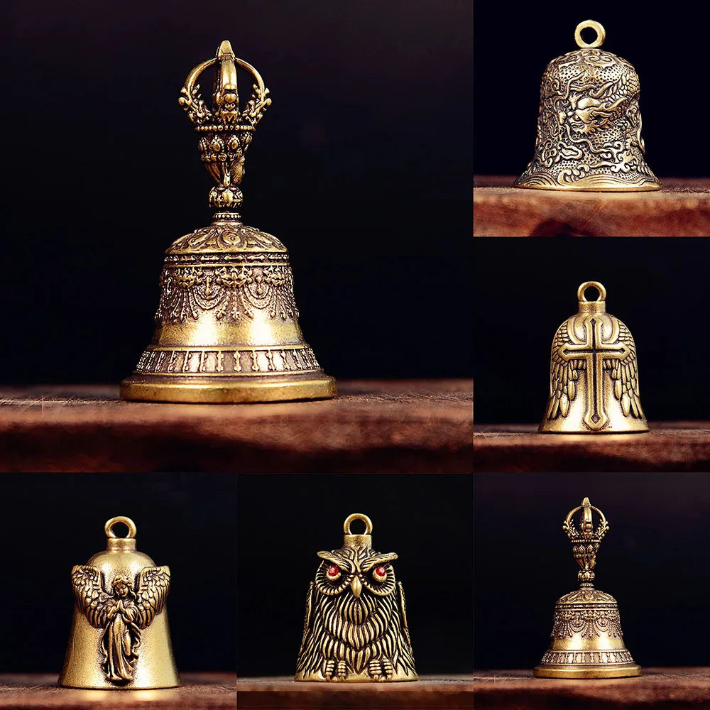 Brass Handicraft Die-casting Drop Bell Key Car Button Wind Bell Tibetan Bronze Bells Creative Gift Home Decoration Accessories