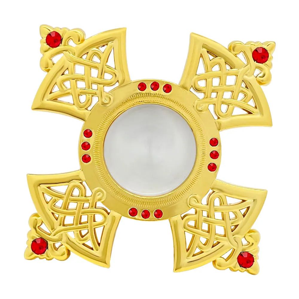 HTISOK Orthodox Holy Water Vessel Gold Plated Alloy with Celtic Cross Church Sanctuary Family Spiritual Space Religious Decor