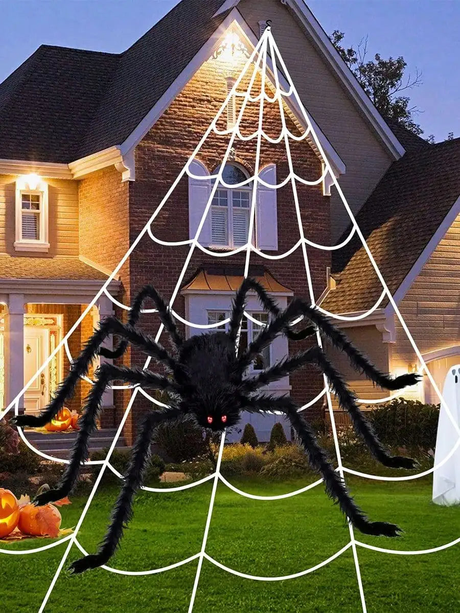Halloween Decoration Outdoor Triangle Spider Web, Indoor Cleaning Home Yard Party Haunted House Garden Lawn Decorations