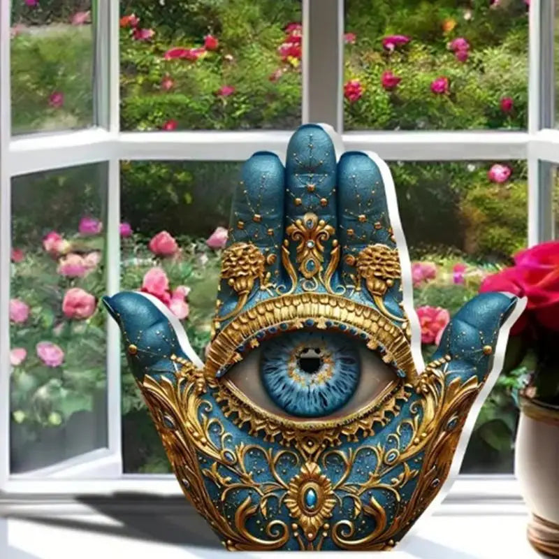new Evil Eye Palm Sculpture Evil Eye Hands Decorative Sculpture Home Decor Statue Figurine Ornament for Bookshelf Desk Mantel