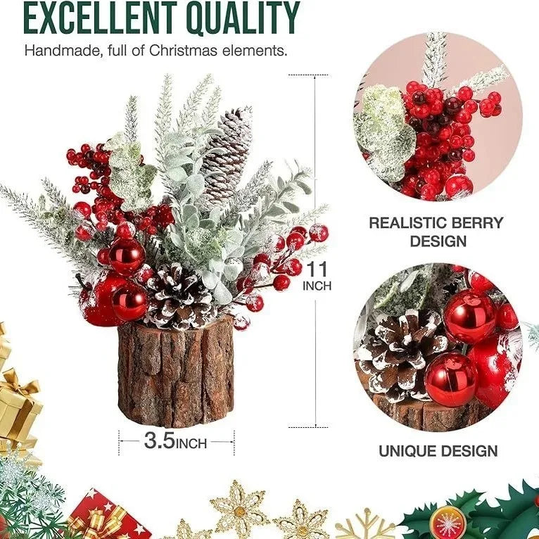 Christmas Tree Desktop decoration Holiday Ornaments Artificial Christmas Tree Red Berry For Christmas Decorations Festival gifts