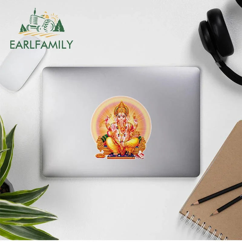 EARLFAMILY 13cm  for Ganesha Car Stickers Waterproof Sunscreen Suitcase Vinyl Material Motorcycle Helmet Fine Decal for Vehicle