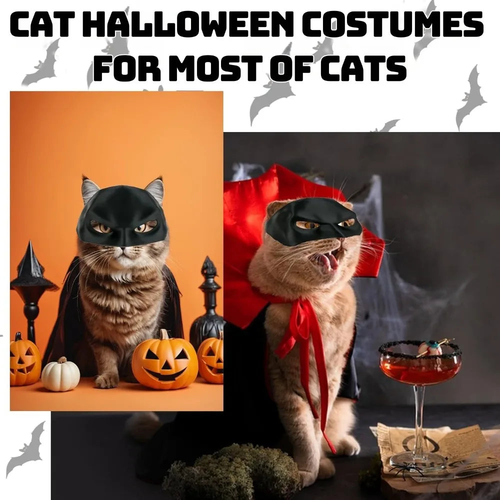 Bat Cat Avenger Mask Black Cute Superhero Bat Cat Halloween Cosplay Mask Pet Halloween Dress Up Costume Cats Pet Supplies XS-L