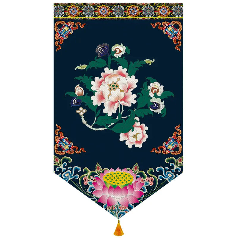 Wholesale Buddhist supplies # HOME Temple altar Wall decor Auspicious blessing Kalachakra Hanging decoration painting Ornament