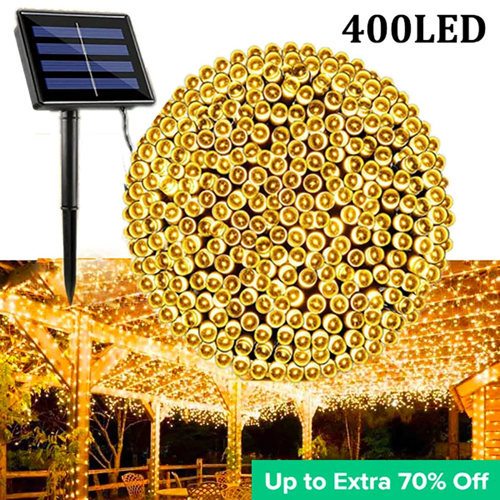Solar String Lights Outdoor Waterproof Solar Fairy Lights 8 Modes LED String Lights for Garden Patio Wedding Decorations