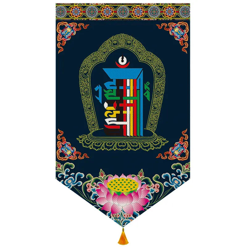 Wholesale Buddhist supplies # HOME Temple altar Wall decor Auspicious blessing Kalachakra Hanging decoration painting Ornament