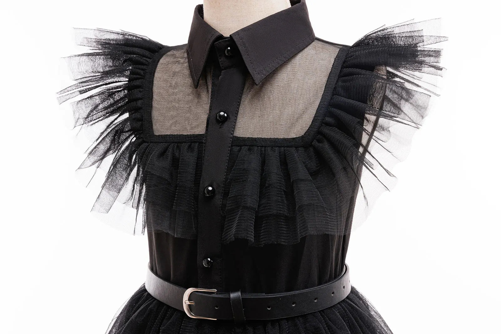 2025 Movie Weirdo Wensday Role Play Costume with Belt Wed. Season 2 Girl Prom Gown Soft Frock Gothic Black Adams Halloween Dress