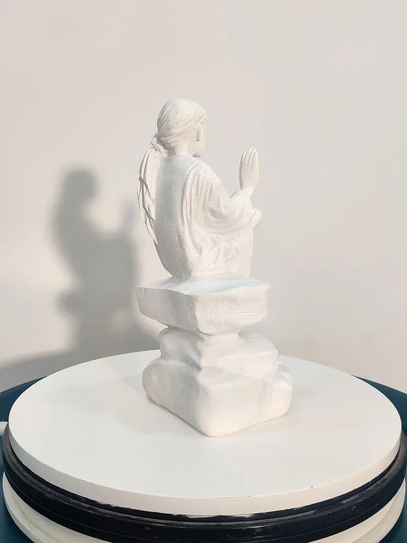 Vilead 26cm Sandstone Sai Baba of Shirdi Statue Hindu Sculpture Hand Crafted Replica Hinduism Indian God  Home Office Decoration