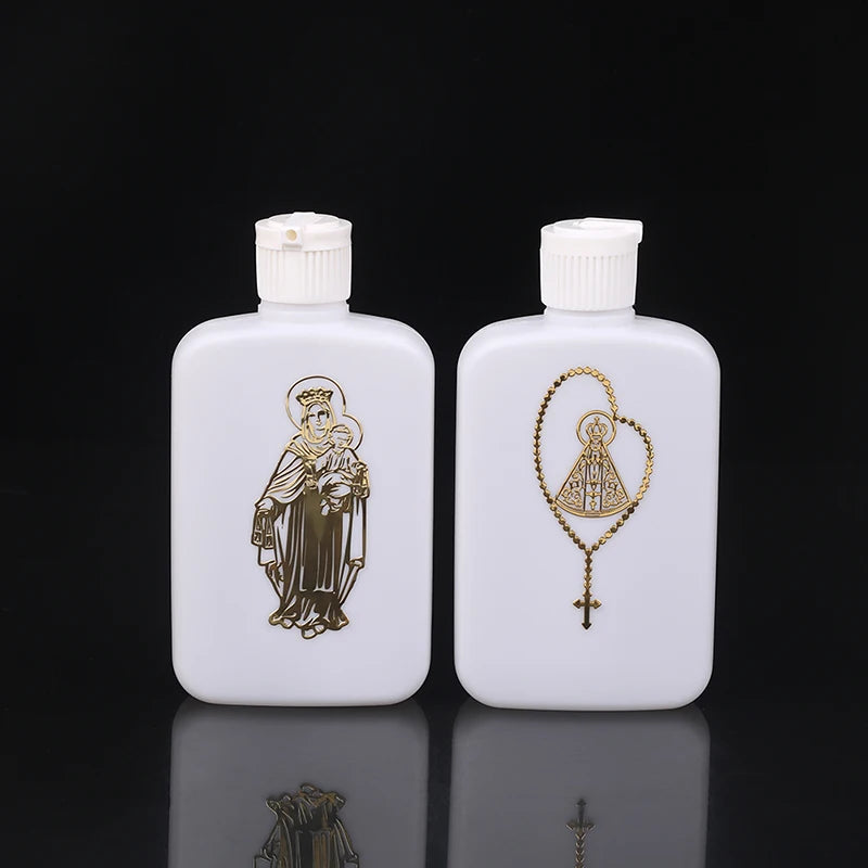 100ml Holy Water Bottles With Screw Lid Plastic Holy Water Container Holy Water Empty Containers With Gold Cross