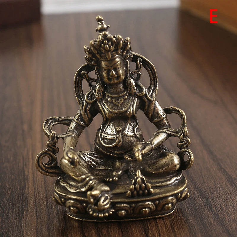 Retro Brass Chinese Tibetan Green Tara Buddha Statue Antique Copper Buddha Statue Home Living Room Office Decoration Figurines
