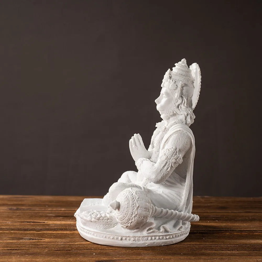 Vilead Sandstone White Hanuman Statue Hindu Monkey God Sculpture Yoga Meditation Decoration Buddha Ganesha Vishnu India FengShui