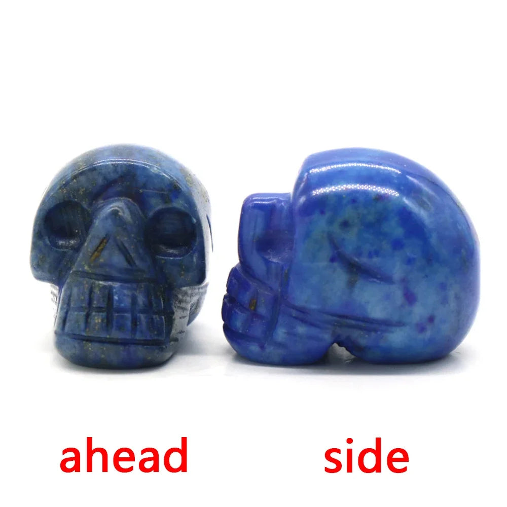 Natural Crystals Skulls Mineral Ghost Head Polished Carved Halloween Gift Desktop Home Decor Stone Crafts Skull Statues 14colors