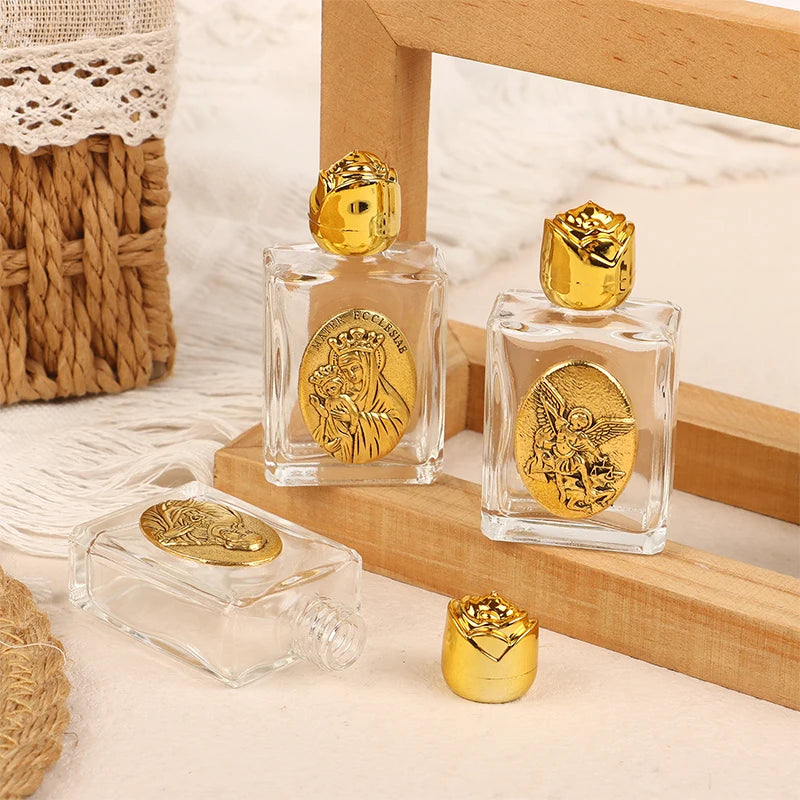 11 Types Of Glass Holy Water Jesus Bottle Religious Cross Bottle Christian Virgin Sculpture Bottle Refillable Holy Water Bottle