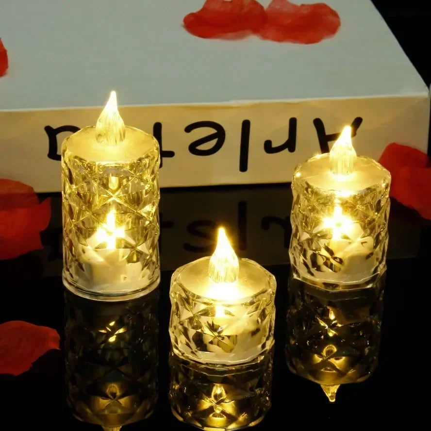 24-1PCS Flameless LED Light Candle LED Crystal Candle Light Electronic Night Lamp Dating Party Holiday Home Wedding Decoration