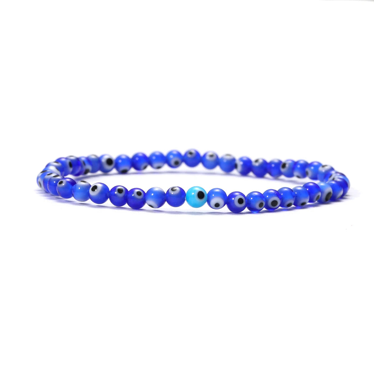Classic Turkey Lucky Evil Eye Men's Bracelet Women's Blue Evil Eye Natural Stone Bead Bracelet Handmade Glamour Jewelry