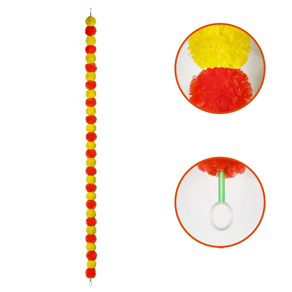 Marigold Garlands Artificial Flower for Indian Decoration Diwali Day of The Dead Halloween Party Festival Wreath Ornament