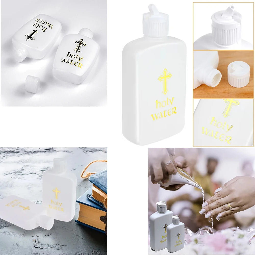 Plastic Holy Water Bottle with Jesus Cross-Catholic&Christian Religious Empty Refillable Container, for Baptism, Church, Prayer