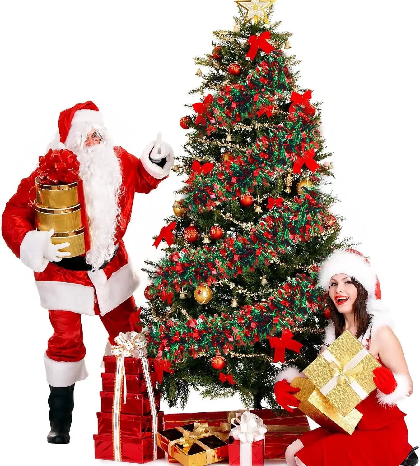 2M Merry Christmas Decorations Strip Ribbon Christmas Tree Ornament Bears Gingerbread People Snowmen New Year Supplies Red Green