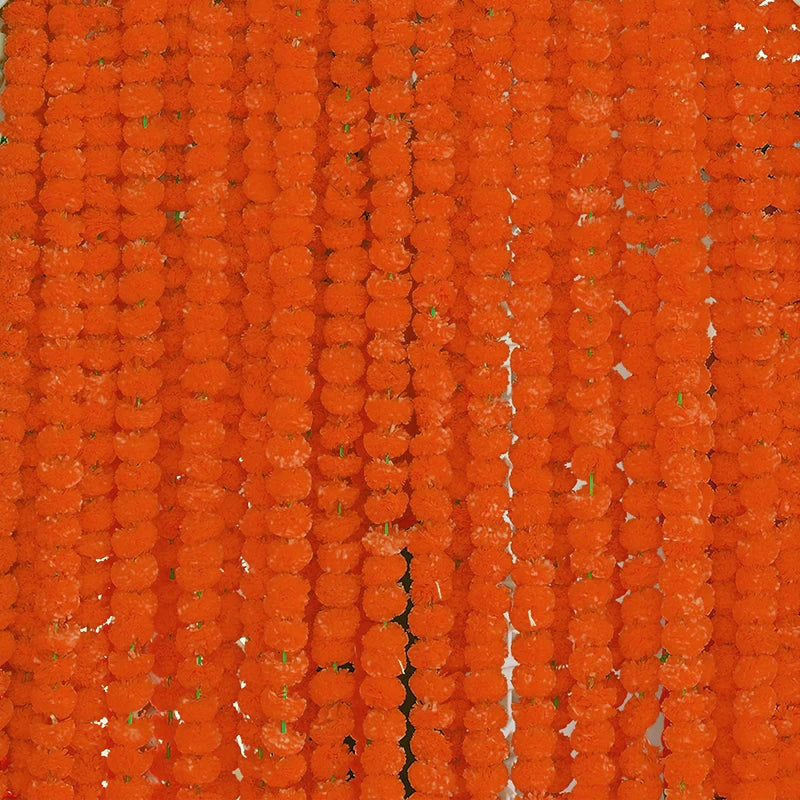 5-50pcs Marigold Flower Garland For Decoration 5 ft Artificial Flowers Mexican Diwali Indian Wedding Party Pooja Day of The Dead