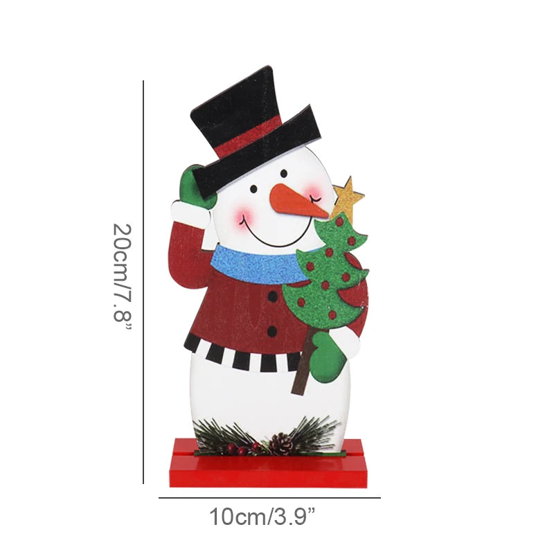Christmas Wooden Reindeer Snowman Santa Claus Crafts Xmas Desktop Ornaments Merry Christmas Home Decorations New Years Noel Gift