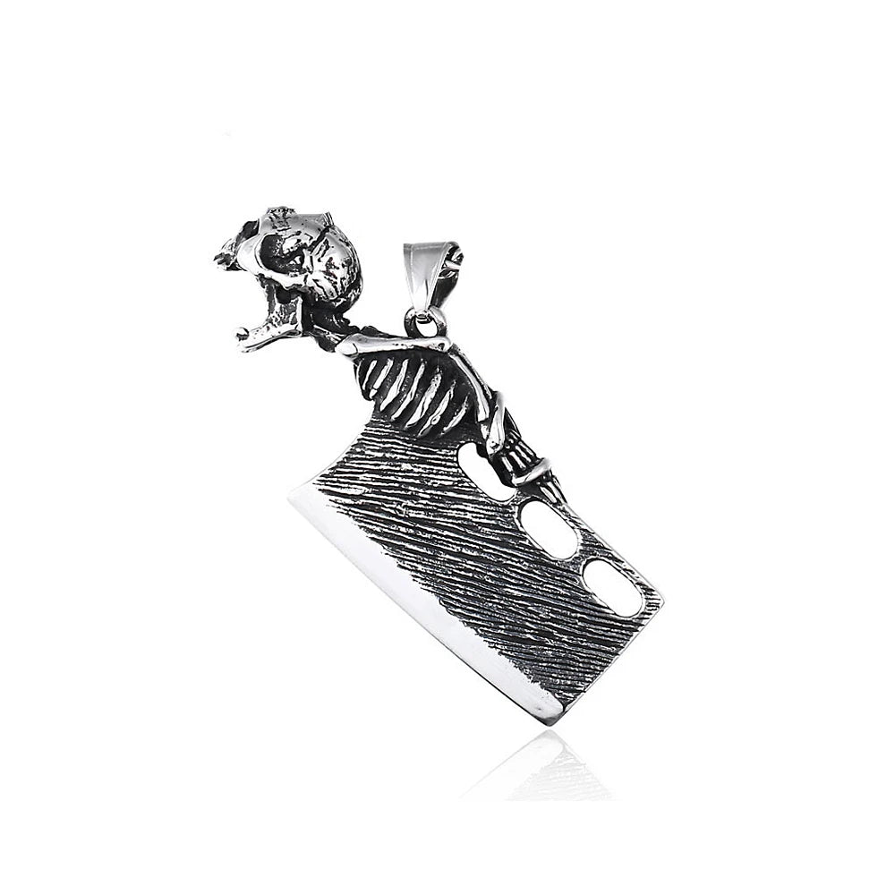 Gothic Hip Hop Skull Pendant Necklaces For Men Stainless Steel Punk Fashion Skeleton Necklace Halloween Jewelry Gifts Wholesale