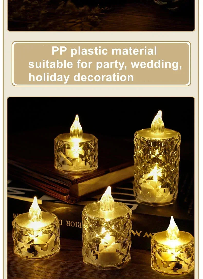 24-1PCS Flameless LED Light Candle LED Crystal Candle Light Electronic Night Lamp Dating Party Holiday Home Wedding Decoration