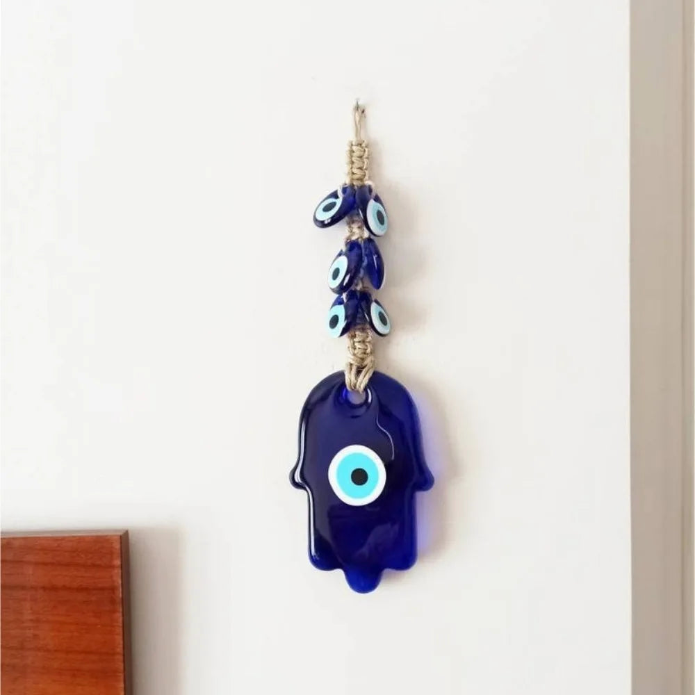 Handwoven Turkish Evil Eye Car Interior Decoration Wall Hanging Decor Unique European Style Fatima Blue Eye Decorative Ornament