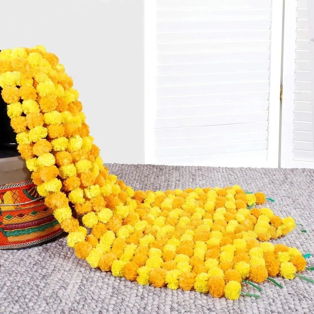 Long Strands Artificial Marigold Garland Pooja Diwali Fiesta Indian Décor Pooja Marigold Flowers Pooja Wedding Events Decor