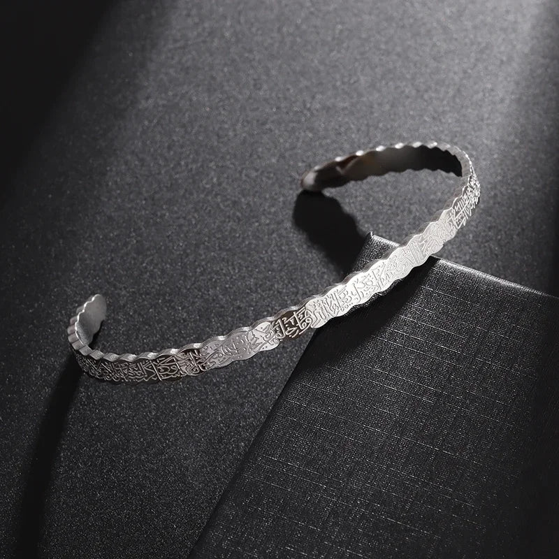 Stainless Steel Hindu Lotus Mandala Open Bracelet Women Fashion Cuff Bangle Casual Sports Yoga Jewelry