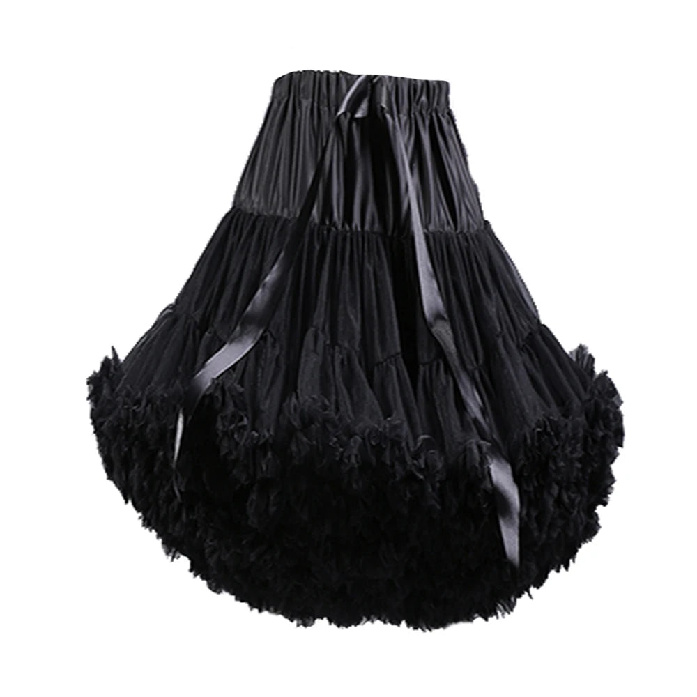 65CM/25.5INCH Lolita Petticoat Soft Tulle Puffy Tutu Women Knee Length Halloween Crinoline Cosplay Underskirt Dance Ball Gown