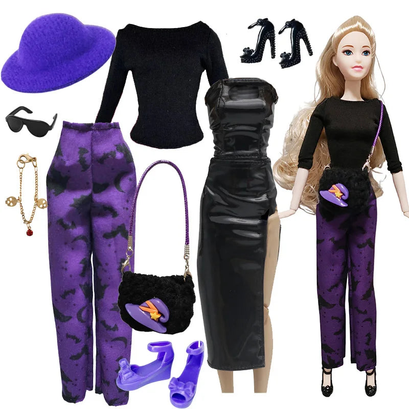 1/6 Doll Cosplay Clothes Halloween dress Witch Cap Belts Bag Broom Outfits for 12inch BJD Doll 30cm Doll Barbi Xinyi FR Doll