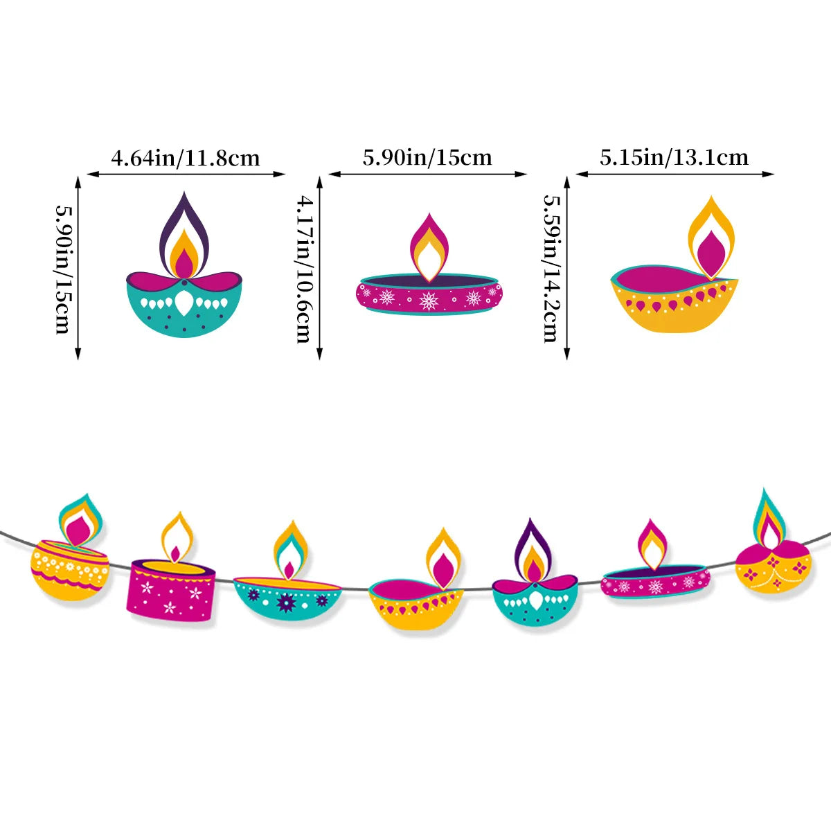 Happy Diwali Party Banner Spiral Banner Swirl Hanging Garland Cupcake Topper for India Diwali Festival Theme Party Decoration
