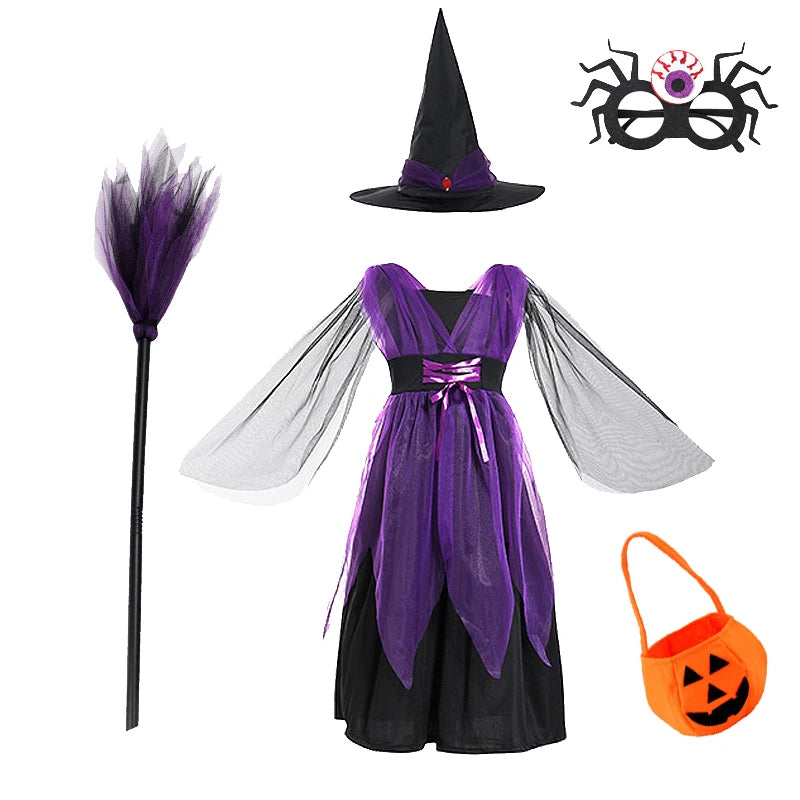 2-15Y Girl Vampire Halloween Dress for Kid Ghost Bride Gothic Cosplay Vampire Costume Kids Carnival Party Clothes Party Gifts