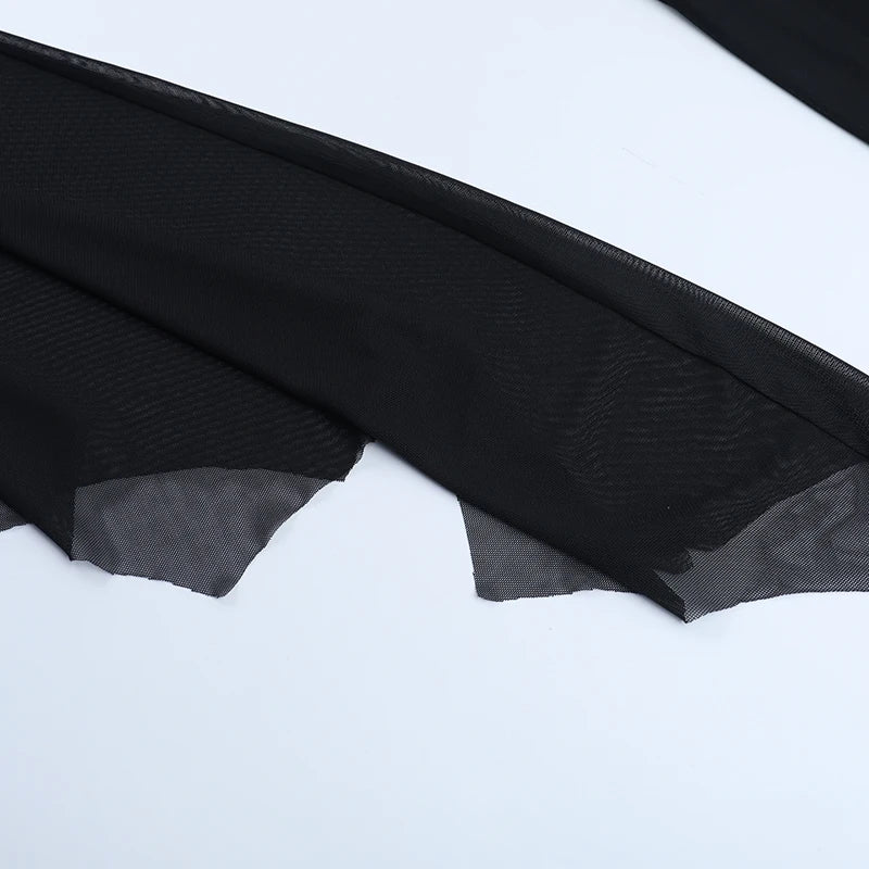 AltGoth Halloween Gothic Mesh Smock Women Vintage Streetwear Witch See Through Bat Sleeve Crop Blouse Sexy Cosplay Clothes Femme