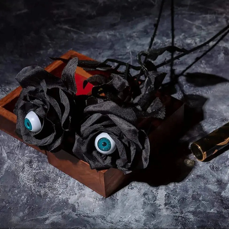 1/3/5Pcs Halloween Artificial Flowers Black Rose With Eyeball For Halloween Party Decor Home Horror Props DIY Bouquets Craft