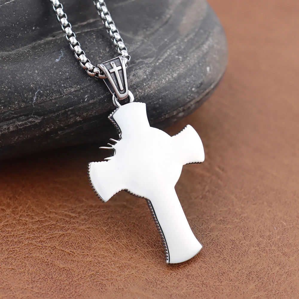 Retro Christian Jesus Cross Trend Classic Pendant Women 316L Stainless Steel Men's Crisscross Necklaces Jewelry Gifts Wholesale