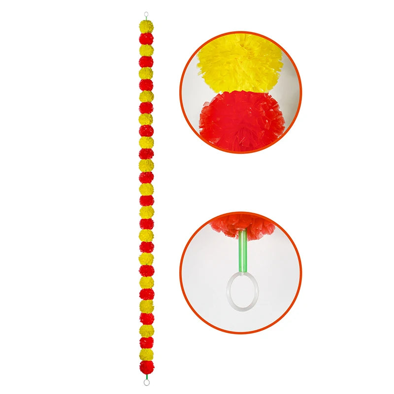 Marigold Artificial Flower Garlands For Wedding Diwali Home Diy Wreath Garland Craft Pooja Traditional Indian Prop Party Decor