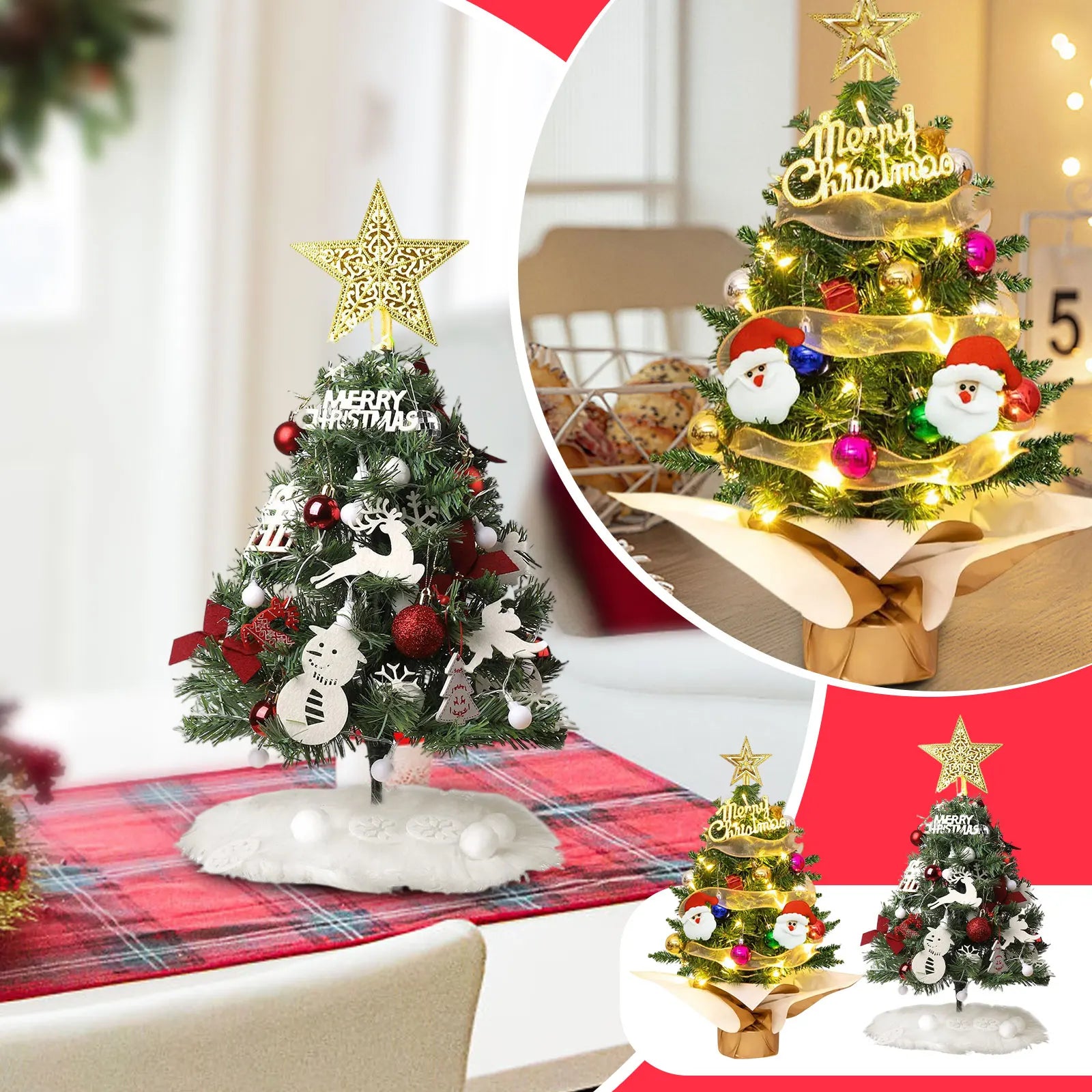 Christmas Tree Set Christmas Decor With Lights Desktop Mini Christmas Tree Ornaments New Year Party Decoration Gift Navidad