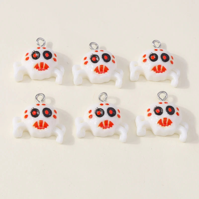 Leslie 10Pcs New Resin Halloween Charms Kawaii Cat Spider Castle Ghost Pumpkin Charms Pendants Decor DIY Earring Jewelry Making