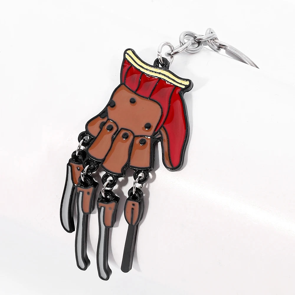 Horror Movie Ghost Street Metal Enamel Freddie Kruger Gloves Keychain Halloween Necklace Gift