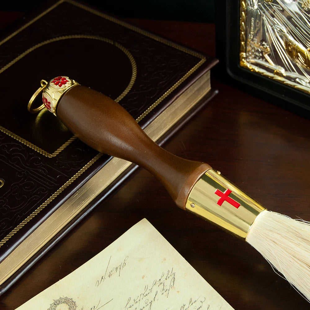 HTISOK Holy Water Brush Religious Mass Ritual Supplies Church Sprinkler with Artificial Wool Church Ornament