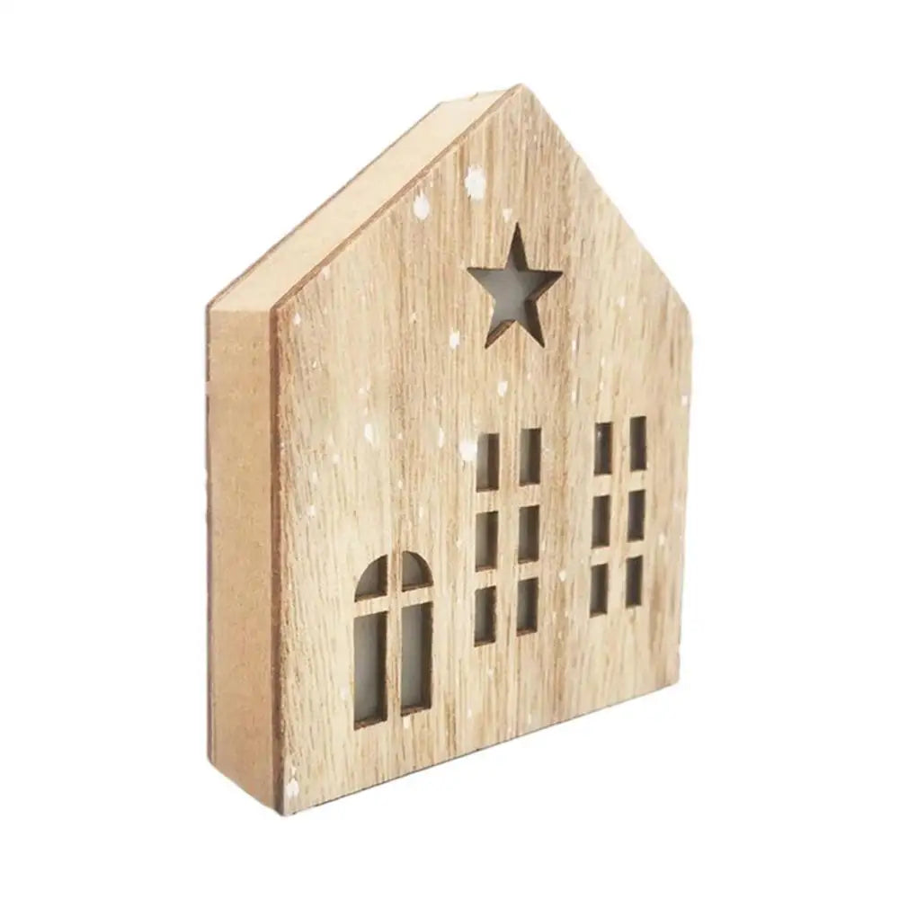 Christmas Wooden House Decor Creative House Shape Light Up Hanging Ornament Christmas Party Supplies Indoor Home Decoration