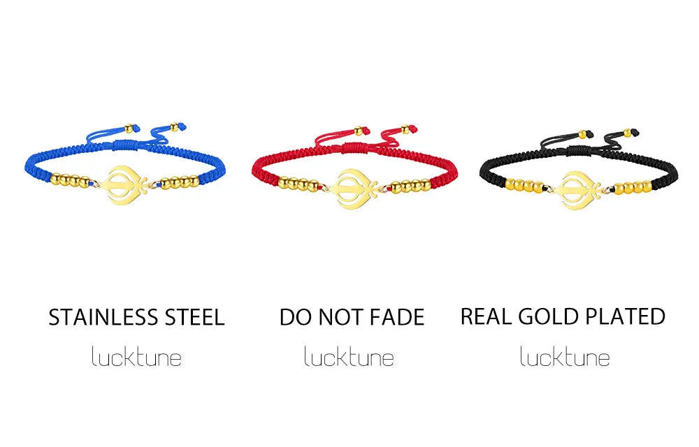 Lucktune Khanda Sikh Faith Bracelet for Women Men Stainless Steel Vintage Indian Sword Lucky Bracelet Spiritual Jewelry Gift