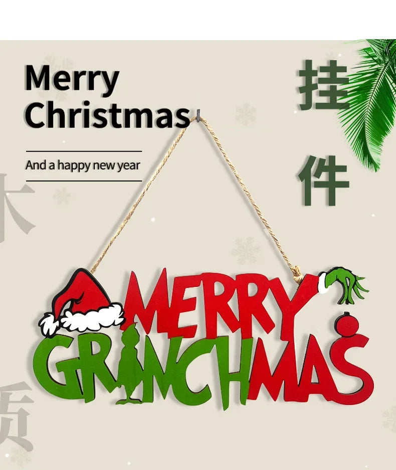 christmas wooden hanging christmas tree ornaments front door party decoration supplies