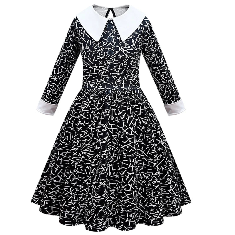 KLFLGD Black Lace Halloween Dress Up Girl's Birthday Party Performance Dress New Girl Role Playing Dress 4-12 Years Old