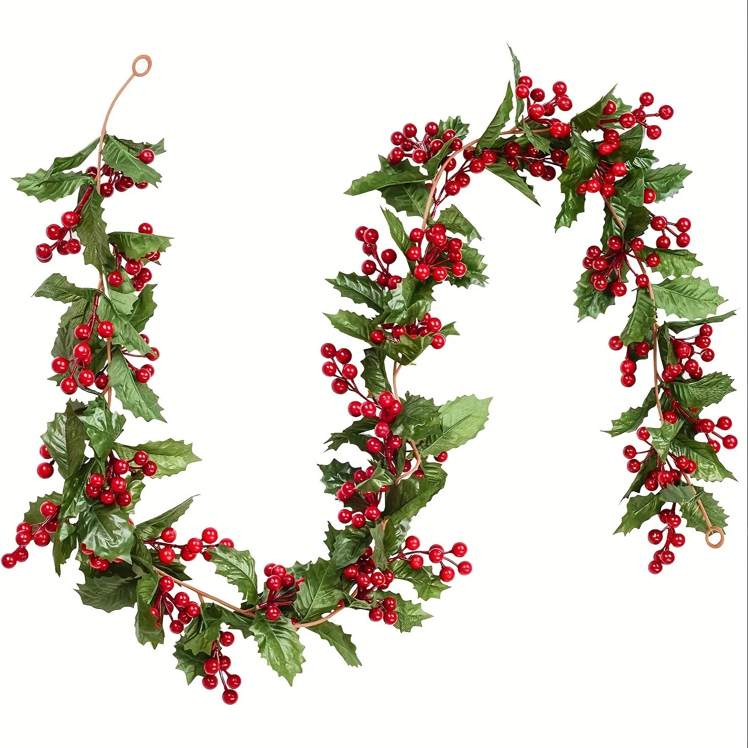 Christmas Garland with Red Berry Artificial Flowers Plant Door Table Christmas Decor Hanging Rattan For Stairs Railing Fireplace