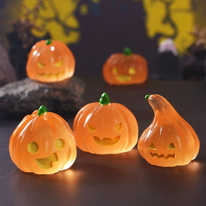 8PCS Halloween Ghost Simulation Small Pumpkin Ornament Home Desktop Living Room Micro Landscape Ornament Resin Diy Crafts 2025
