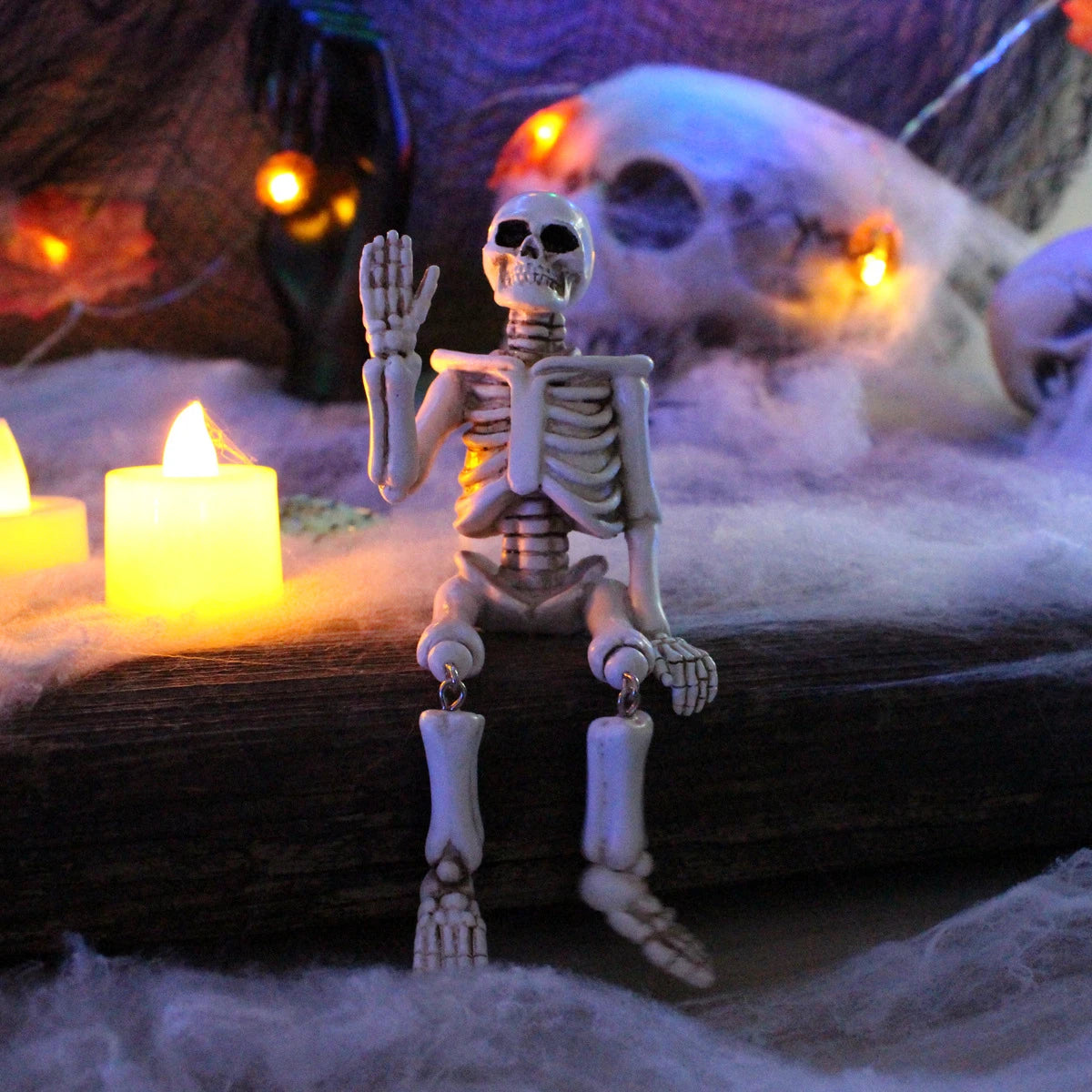 Halloween decorations, waving hands, skull ornaments, resin crafts, ghost festival horror atmosphere, landscaping props