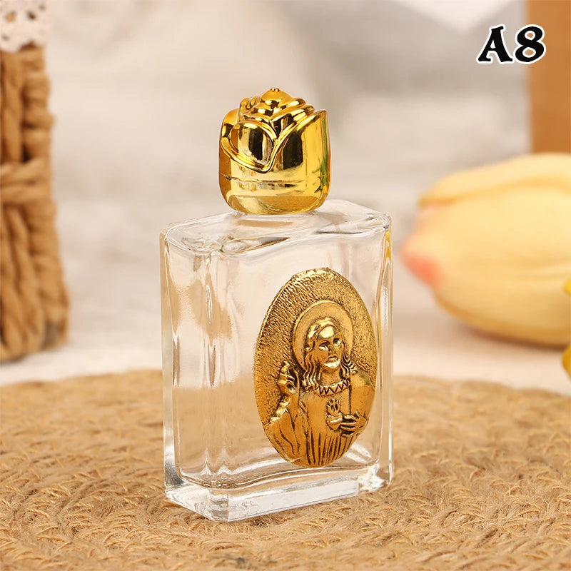11 Types Of Glass Holy Water Jesus Bottle Religious Cross Bottle Christian Virgin Sculpture Bottle Refillable Holy Water Bottle