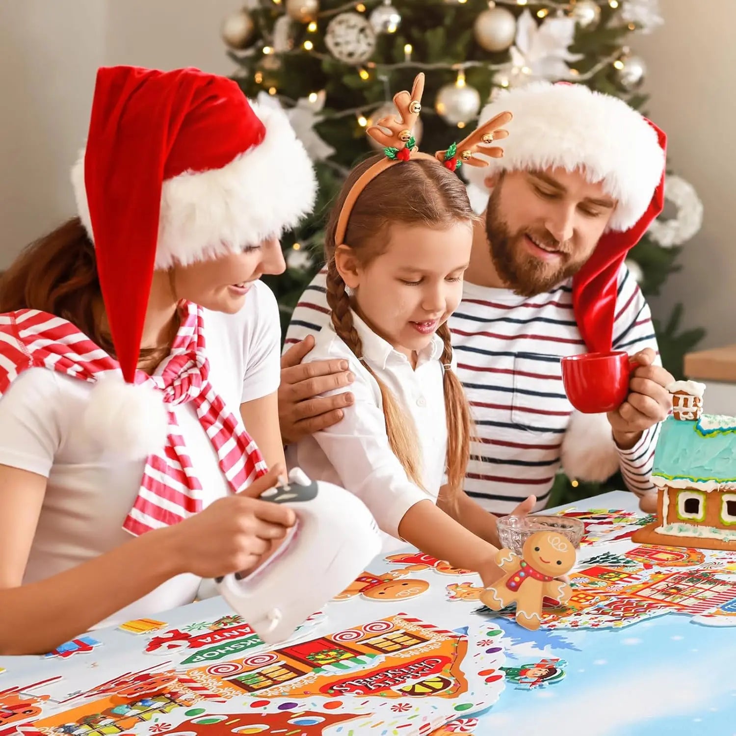 Christmas Felt Story Board Set Detachable Ornaments Wall Decor House Crafts DIY Learning Interactive Play Kit for Holiday Xmas